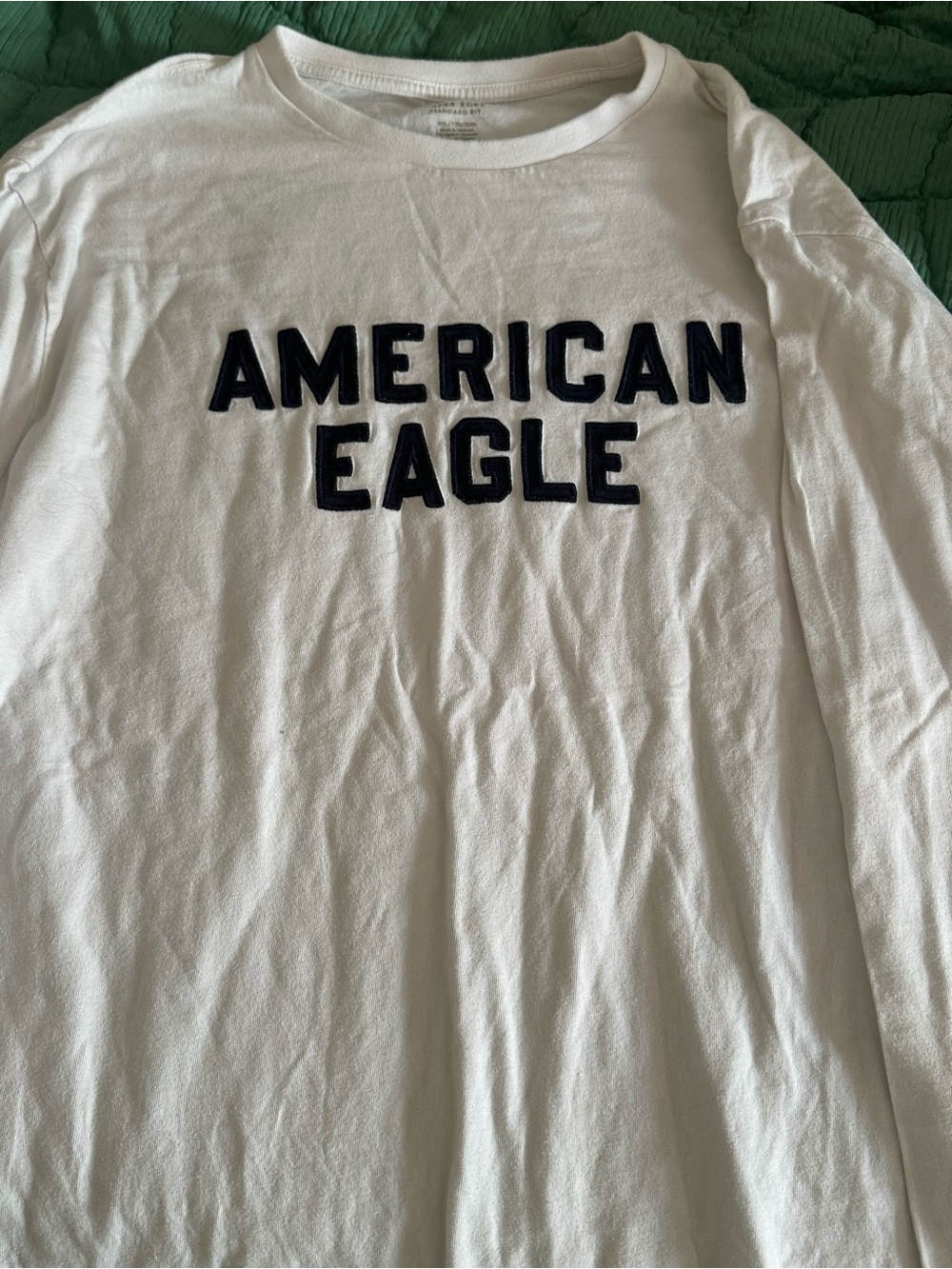 American Eagle Cream Crewneck Long Sleeve Tee